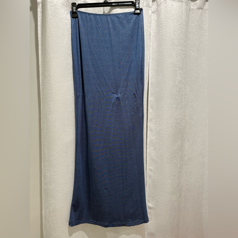 Midnight Blue Sparkle Thread Midi Skirt